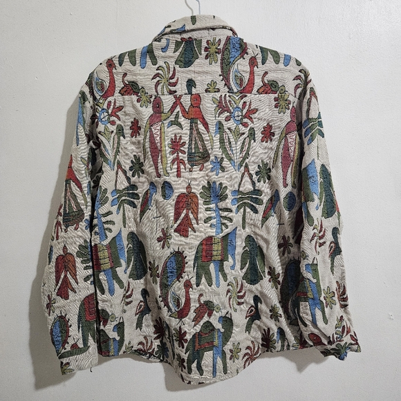 Aelfric Eden Tapestry Elephant & Camel Jacquard Button Down Shirt Small - Picture 3 of 15